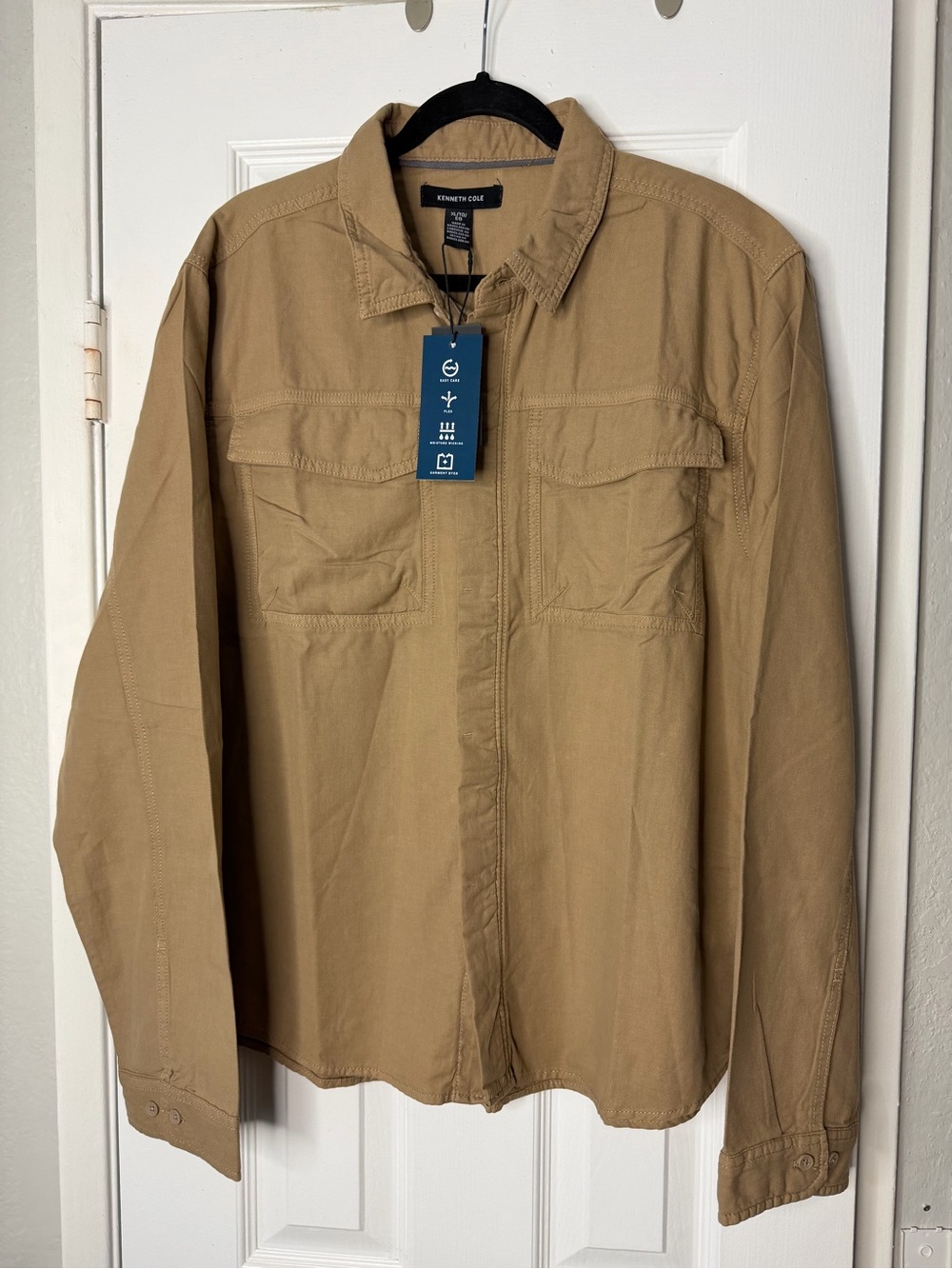 Kenneth Cole Men's Light Brown Zip Utility Shirt Jacket